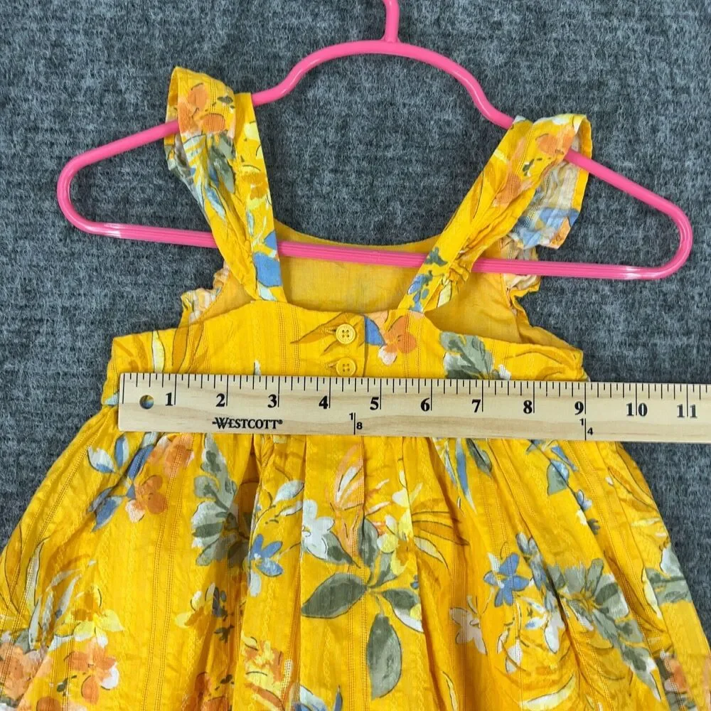 Baby B'gosh Dress Baby Girl‎ 12M Yellow Floral Plaid Button Sleeveless Cotton